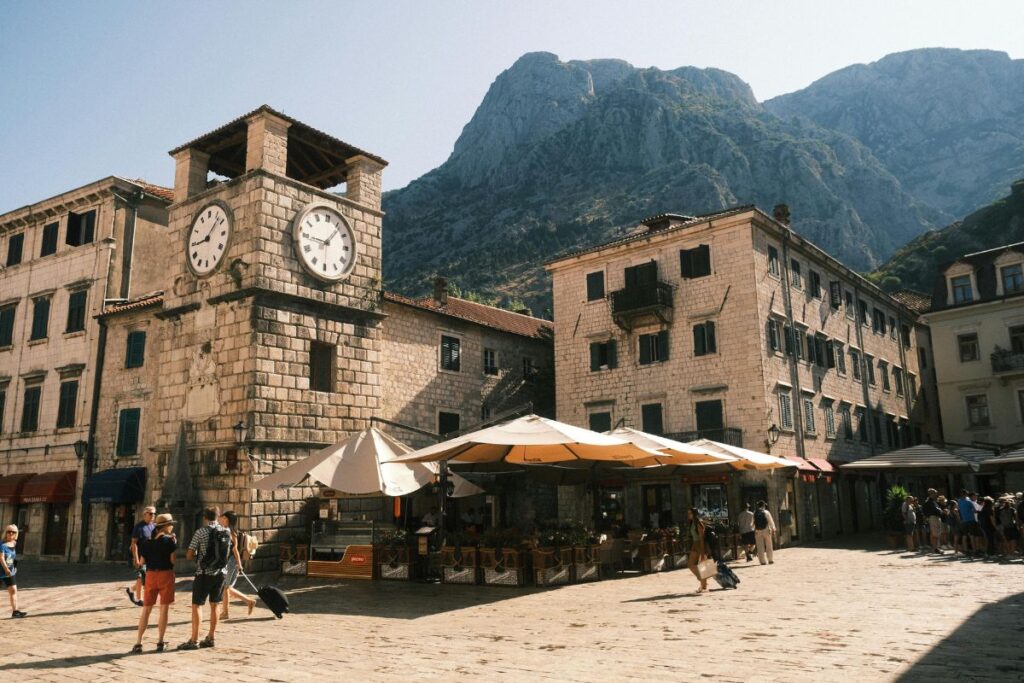 Kotor Clock Tower landmark in the Old Town of Kotor Montenegro